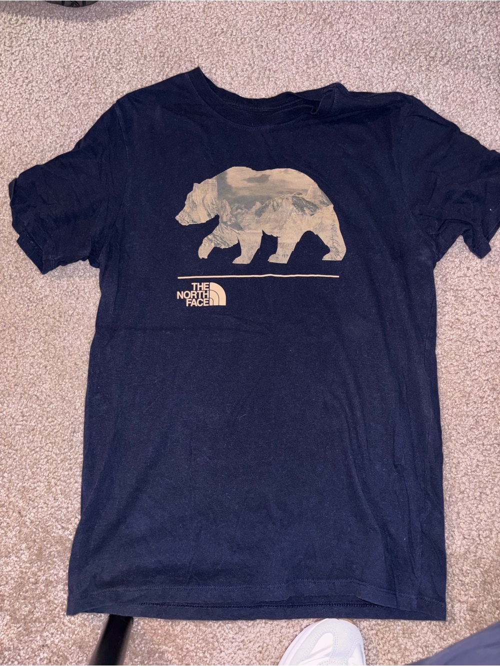 The North Face Men’s Black Tee with Beige Bear Graphic